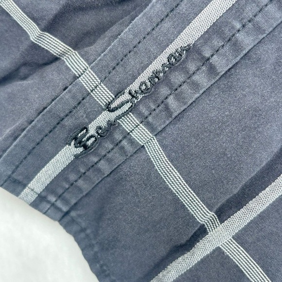 Ben Sherman Mens L Long Sleeve Button Down Shirt Black Gray‎ Check Grid Casual - Picture 3 of 11